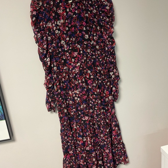 BCBGENERATION floral ruched long sleeve Maxi Dress size 14 NWT - Picture 6 of 6